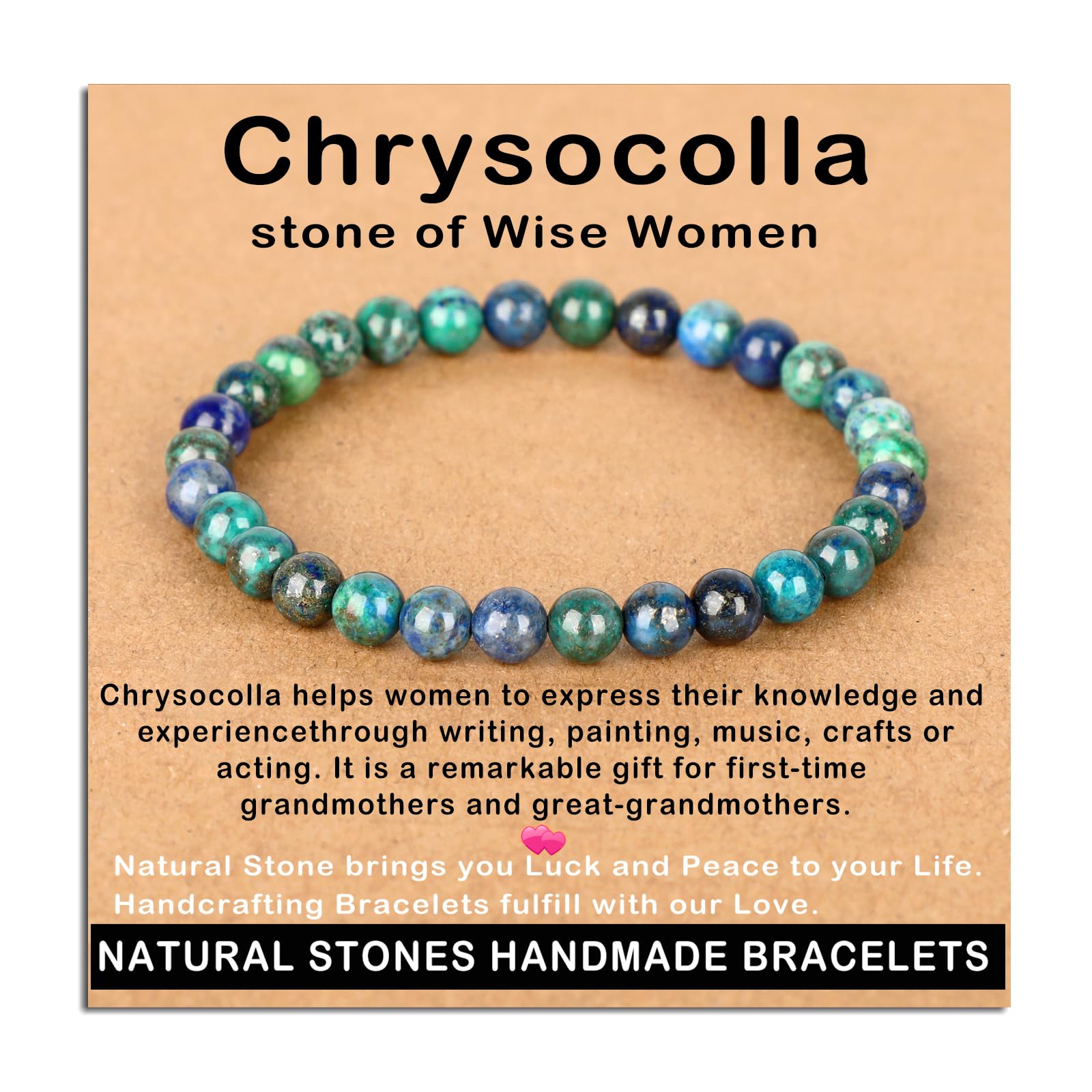 AD Beads Handmade Gemstone Stretch Elastic Bracelet