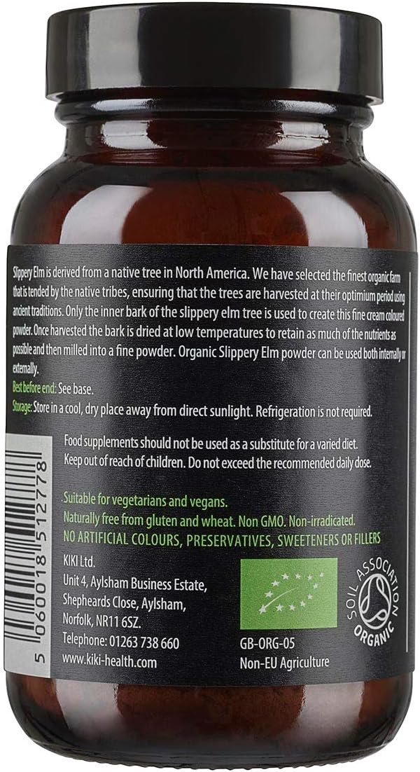 KIKI Health Organic Slippery Elm Powder 45g, Suitable for Vegans & Vegetarians, No Sweeteners - Image 3