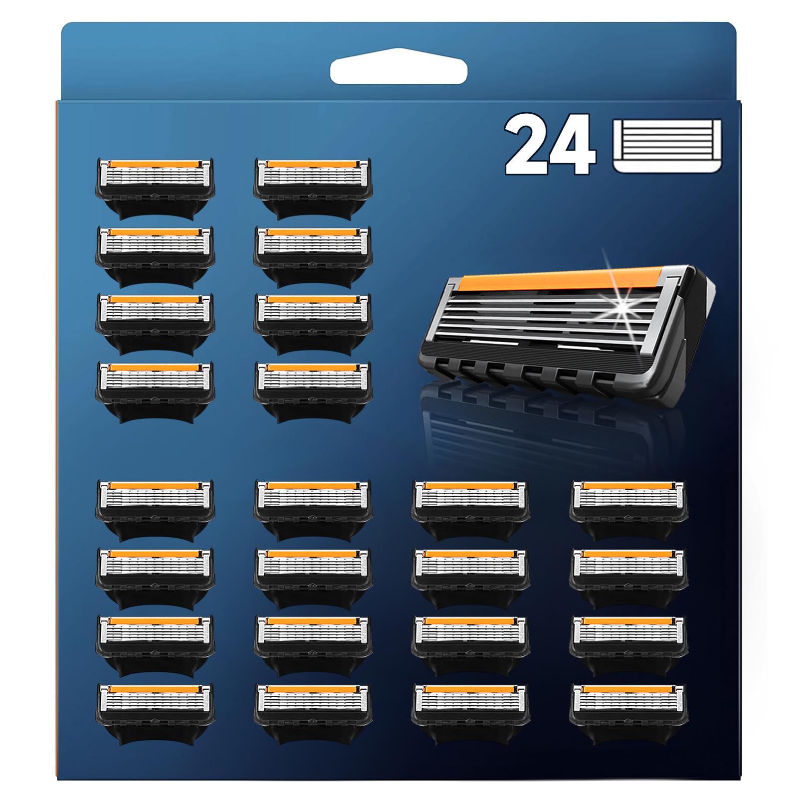 Photo 1 of 24 Replacement Razor Blades for Men – Compatible with Gillette ProGlide &Razor Systems, 5-Blade Refills, Wet Shave, Value Pack, Smooth & Precise