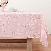 Bnejvif Pink Sakura Tablecloth Pink Floral Flowers Print Rectangle Table Cloth Spring Summer Waterproof Wrinkle Free Tablecloth 60 X 84 Inch