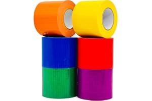 SWRT 6-Pack Rainbow Colored Duct Tape 10 Yards x 2 Inch Heavy Duty, Waterproof Color Duct Tape Tear by Hand, Strong Adhesion No Residue for DIY, Packing, Marking and Arts & Crafts