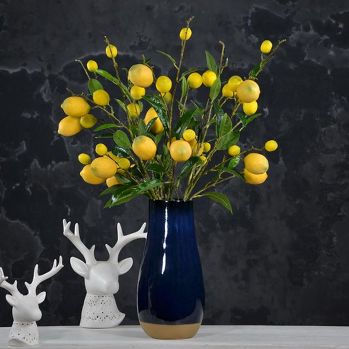 Sunm boutique 2 Pack Artificial Lemon Branch Vivid Yellow Artificial Lemon Branch Home Party Garden Decoration