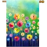 ShineSnow Watercolor Abstract Spring Summer Seasonal Green Floral Flowers Art House Flag 28" x 40" Double Sided Polyester Welcome Large Yard Garden Flag Banners for Patio Lawn Home Outdoor Decor