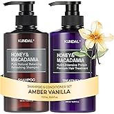 KUNDAL Korean Shampoo and Conditioner Set [Amber Vanilla] Salon-quality, Long Lasting Scent, Moisturizing, Sulfate-Free, Argan & Macadamia Oil, Korean Hair care,16.9 fl oz each, Valentines Day Gifts
