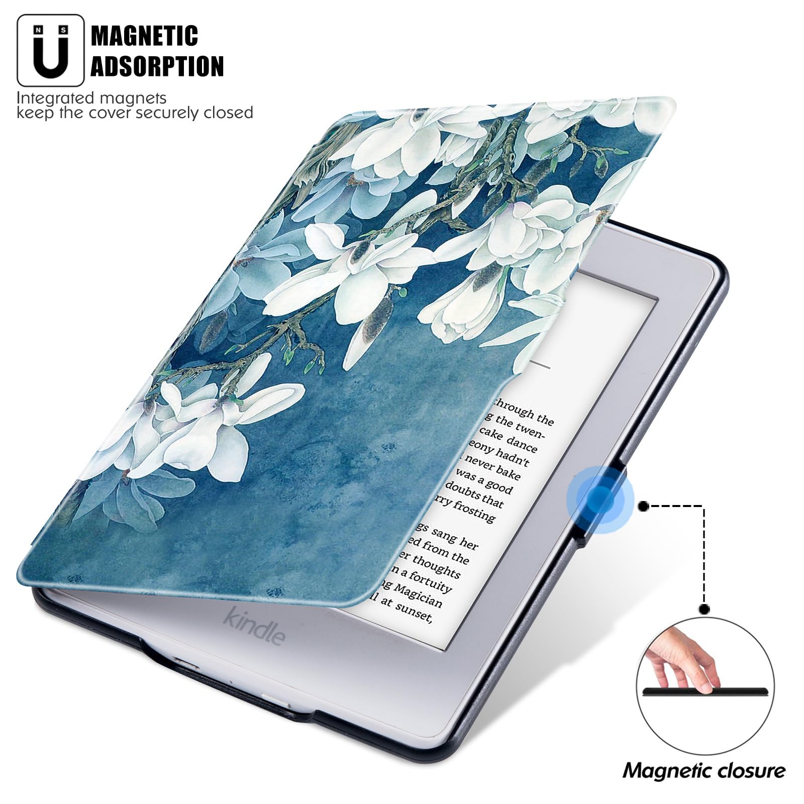 BOZHUORUI Slim Case for Kindle Paperwhite 5th/6th/7th Generation Prior to 2018 (2012-2017 Release,Model EY21 & DP75SDI) - Premium PU Leather Protective Cover with Auto Sleep/Wake (Magnolia)