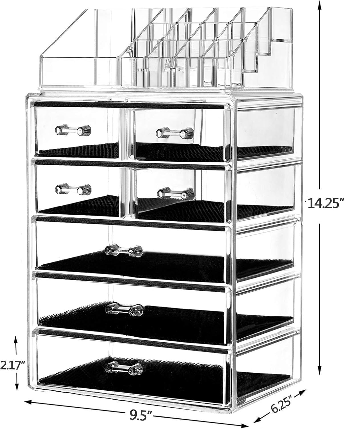 HBlife Makeup Organizer with Bigger Drawers 2 Pieces Acrylic Jewelry and Cosmetic Storage Display Box, Fit for Most Makeup Palettes: Home Improvement
