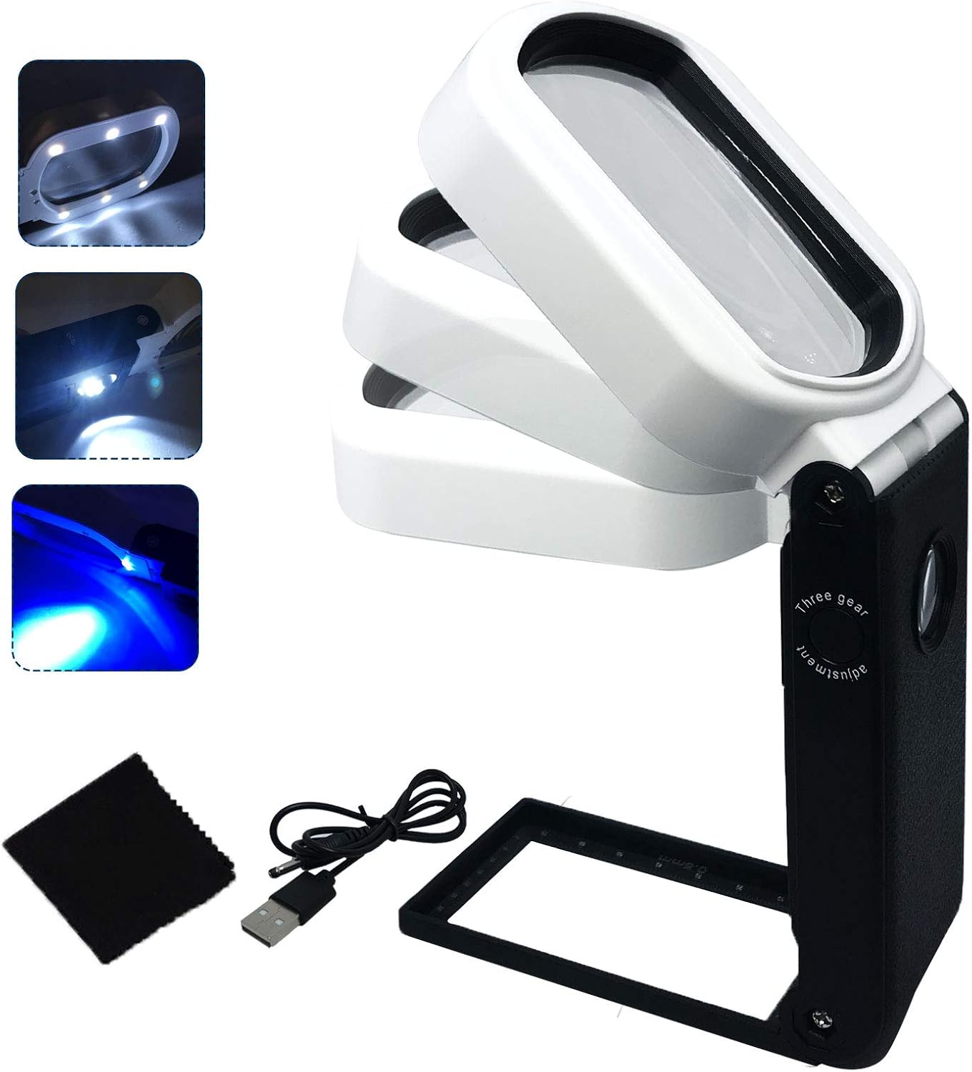 LED Magnifying Glass with Light and Stand Hands Free, Adjustable