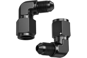 TRUCKMETER 2 Pcs 90 Degree 4AN Female to 4AN Male Swivel Flare Union Fitting Adapter, Black Hard Aluminum Hex Anodized Connector, Automotive Accessories Suitable for Vehicle Fuel Oil Line Modification