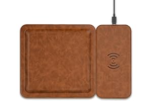 FUNISTREE Gifts for Men Dad Husband Christmas from Daughter Son Wife, PU Leather Wireless Charging Station and Valet Tray, Xmas Present Stocking Stuffers, Boyfriend Anniversary Birthday Gifts for Him