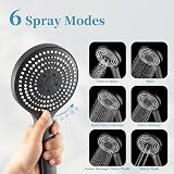 OFFO Shower Head and Hose 1.5m 6 Modes Brushed Black Chrome view 2
