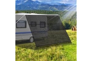 NAIMORUI RV Awning Shade Screen with Zipper, 8'X18'3" RV Awning Front Shade Screen, Black Mesh UV Blocker Sunshade Complete Kits for RV Camper Motorhome Trailer, Black