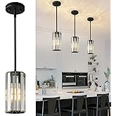 zhllmq Black Pendant Lighting Modern Pendant Light Mini Crystal Chandeliers Adjustable Pendant Light Fixture for Kitchen Isla