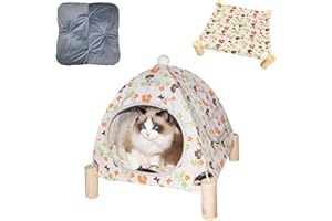 Babyezz Pet Teepee House,Cat and Dog Hammock Bed,Removable Portable Indoor/Outdoor Pet Tent,Suitable for Kitty,Puppy,Bunny an