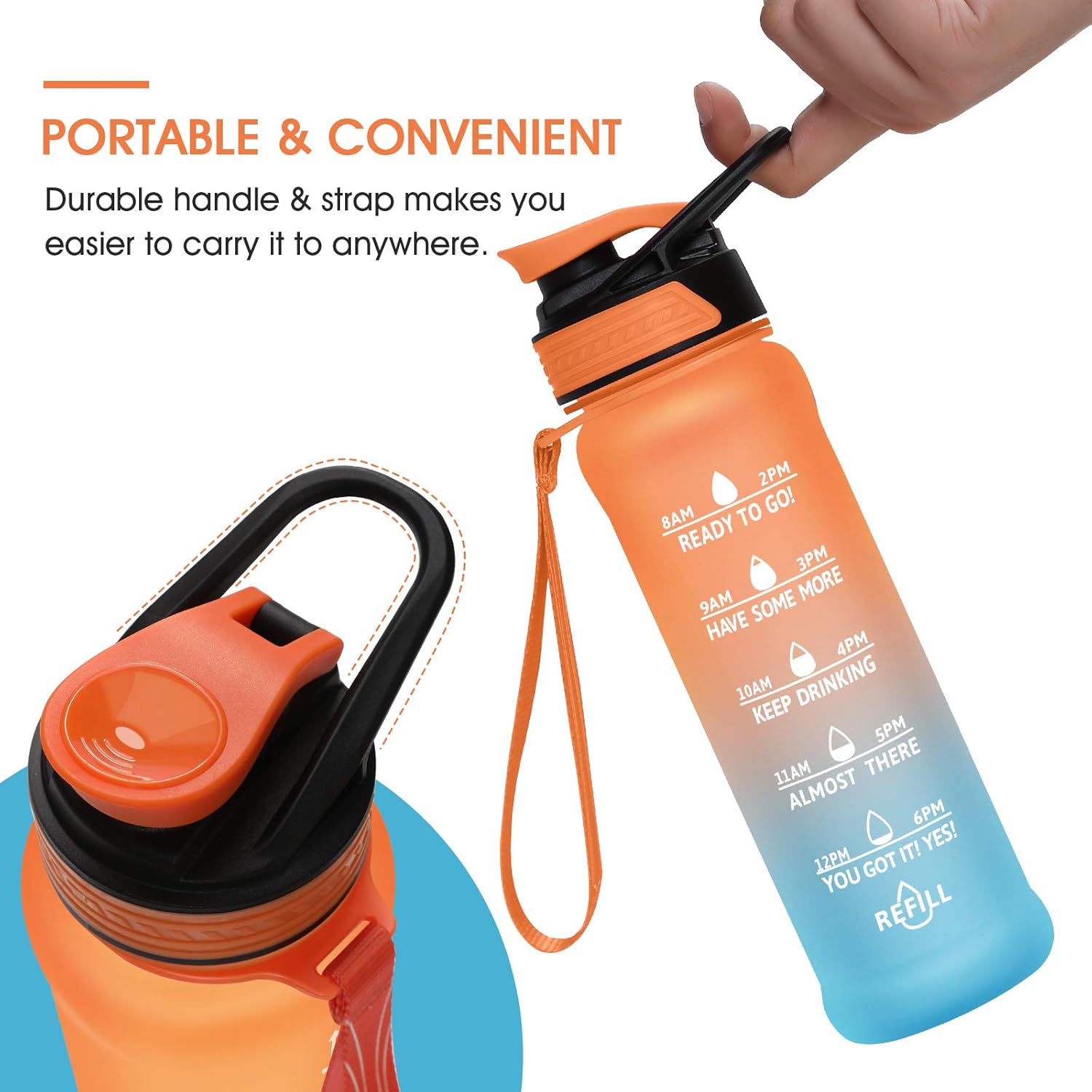 PASER 24oz Water Bottles with Times to Drink, Leakproof TRITAN & BPA Free Drinking Water Bottle with Removable Straw to Provide Adequate Water for Your Body (with Gift Box, Straw Brush) : Sports & Outdoors