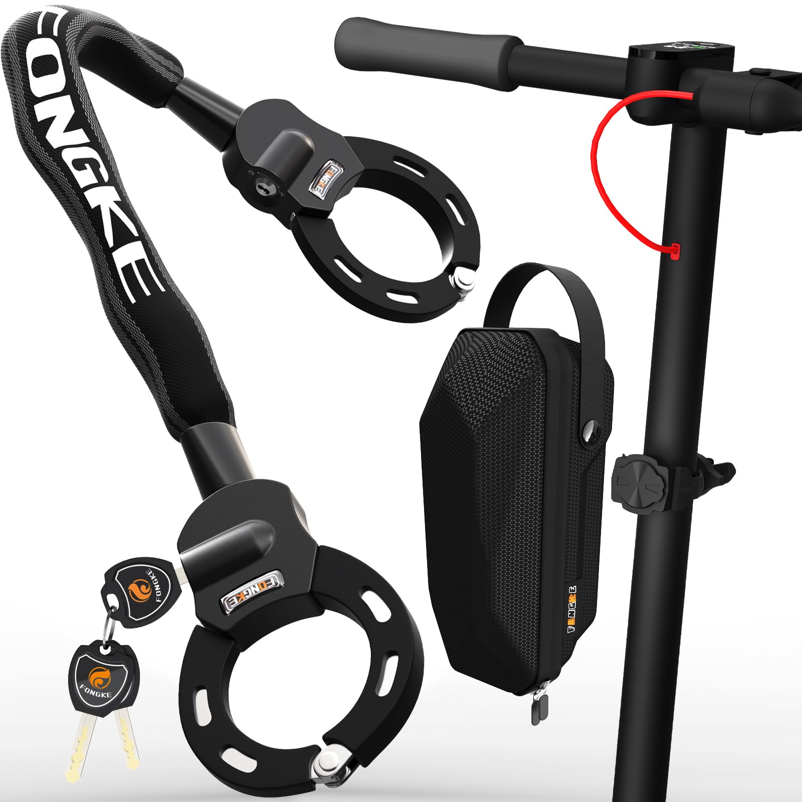 E Scooter Schloss | 8mm Dicke Kettenschloss | Handschellenschloss | Fahrradschloss | Hochsicherheits Schlösser Inklusive Aufbewahrungstasche | Schloss für E Scooter, E-Bike, Motorrad