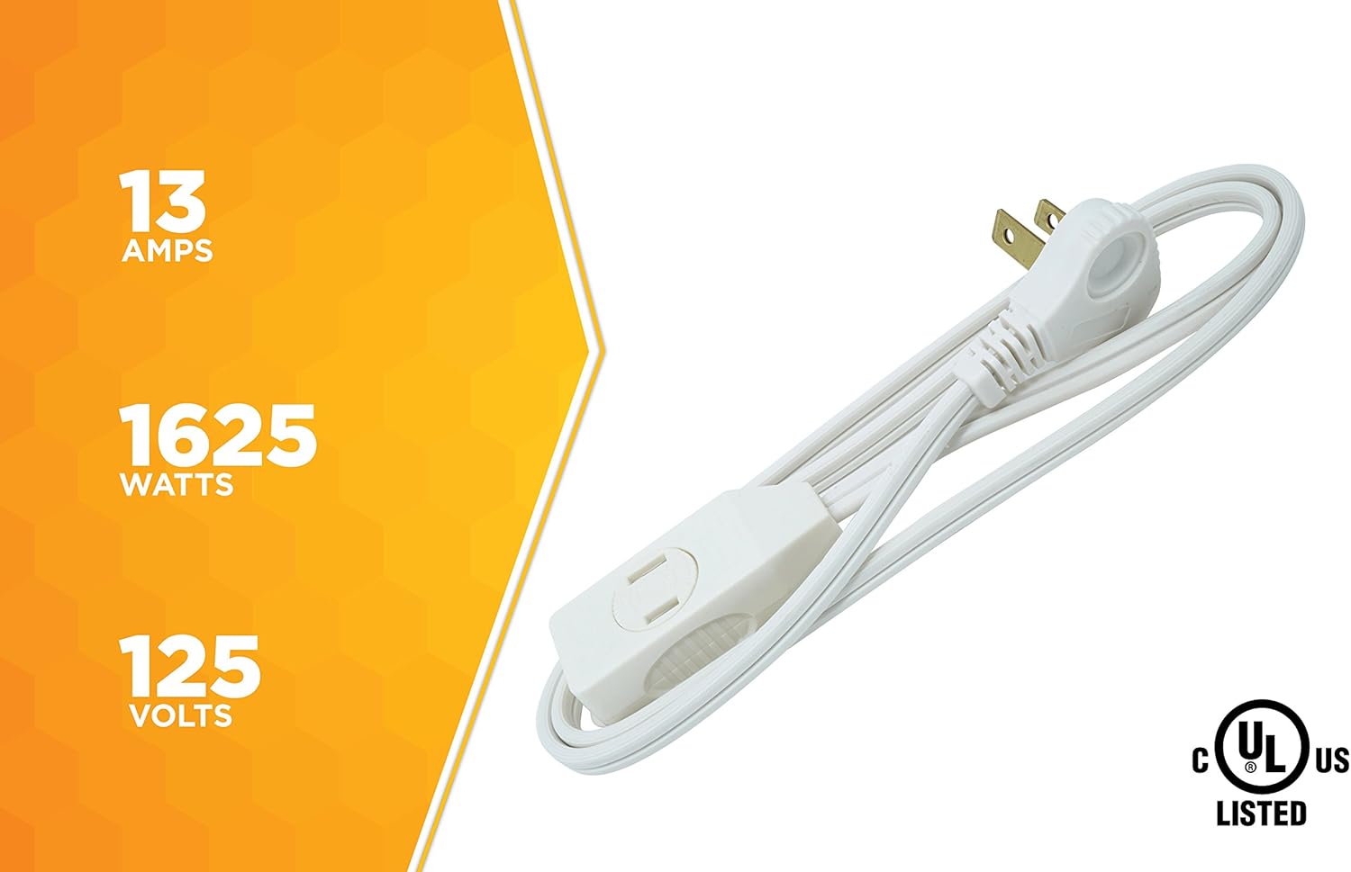 SlimLine 2235 Indoor Flat Plug Extension Cord, 3 Foot Cord, Right Angled Plug, 16 gauge, 3 Polarized Outlets, 125 Volts, Space Saving Design, Neutral White Color, UL and CUL Listed… - - 