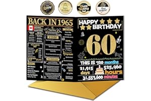 60th Birthday Card with Envelope,60th Birthday Decorations for Women Men,Birthday Gifts for Mother Dad,Happy Birthday Cards f