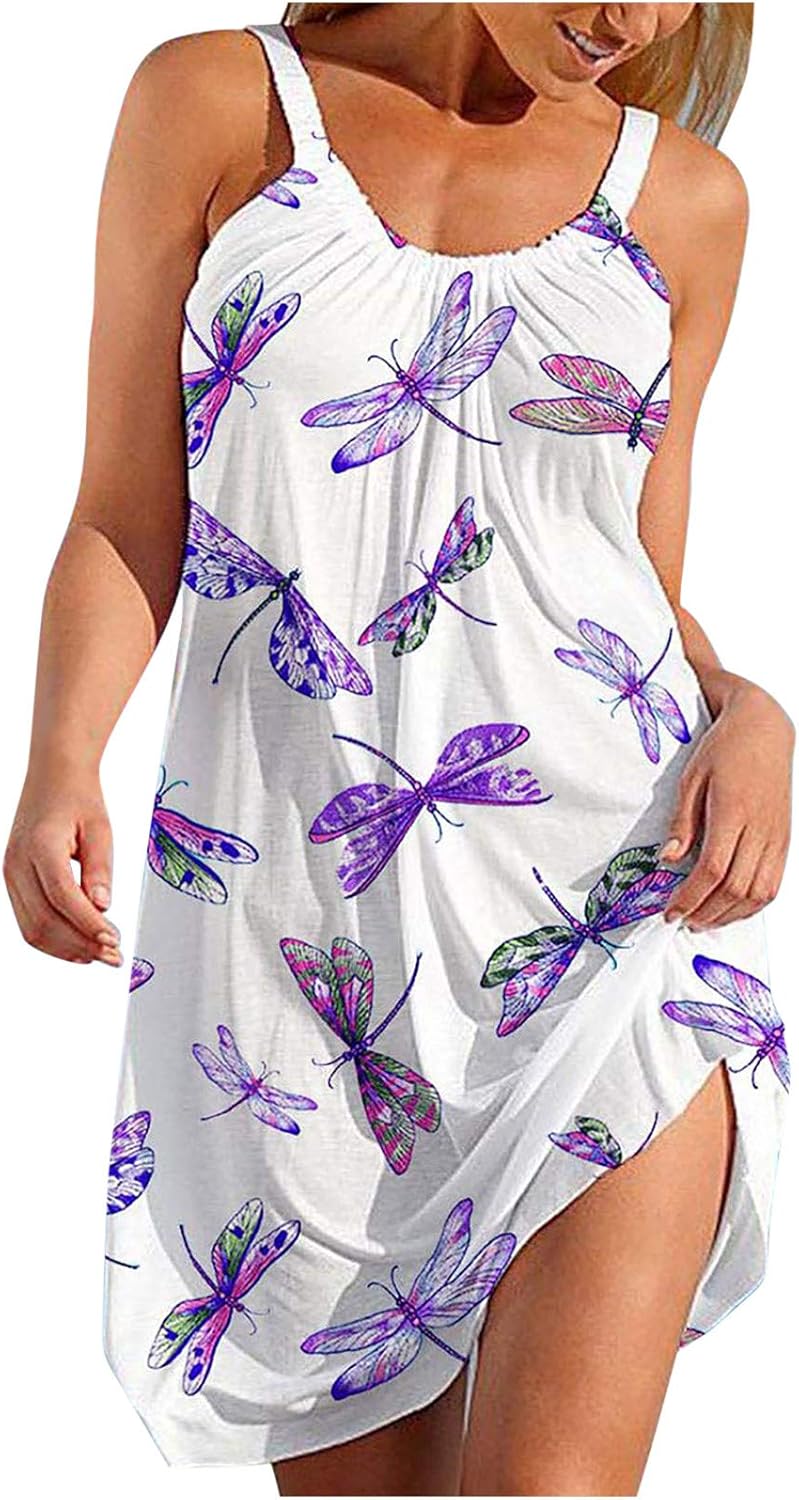 Women's Summer Dress Beach Dresses Beachwear Dragonfly Printed