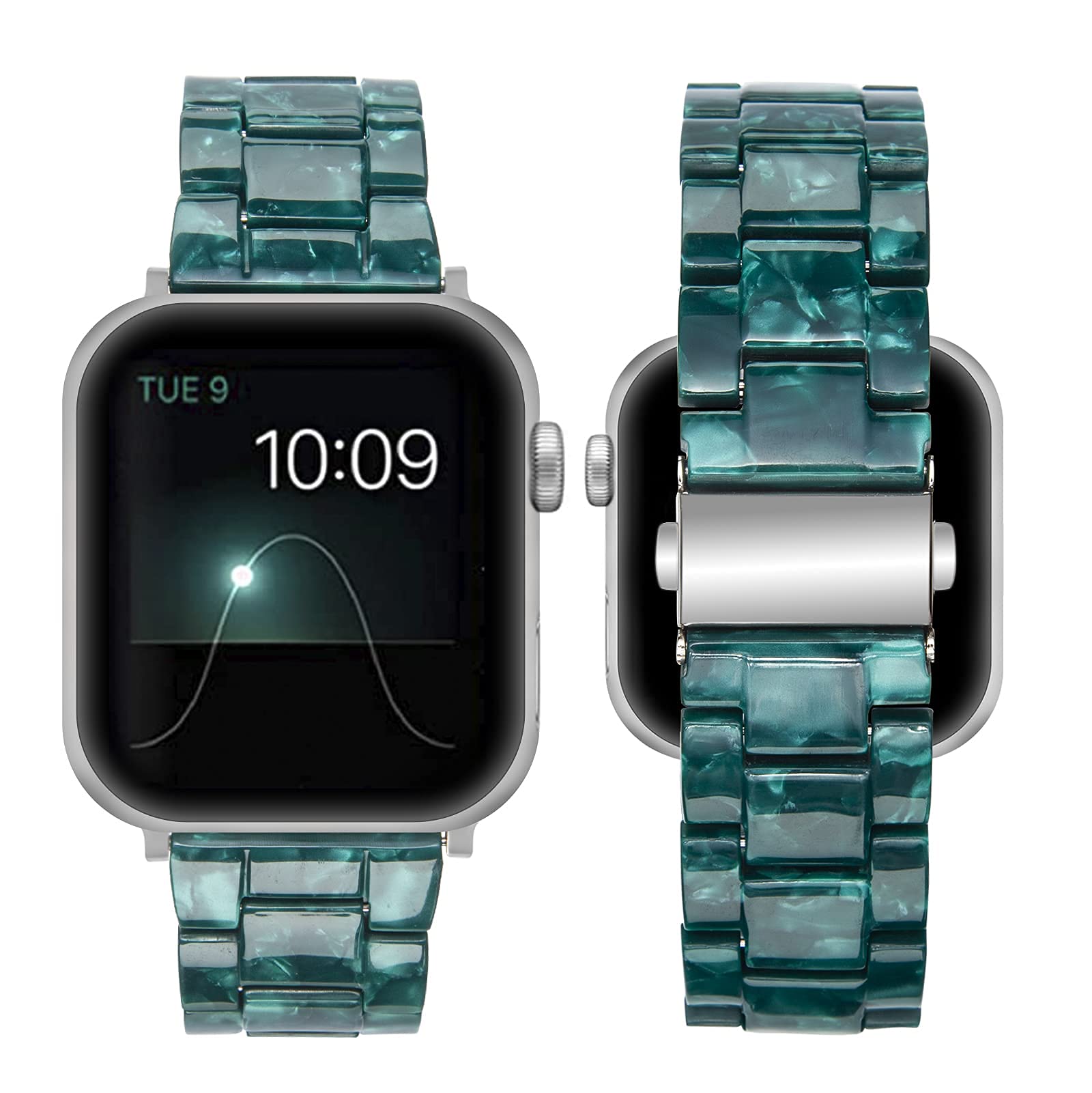 SEURE Compatible with Apple Watch Band 38mm 40mm 41mm 42mm 44mm 45mm, Women Men Resin Strap with Stainless Steel Buckle Replacement for Series SE/8/7/6/5/4/3/2/1