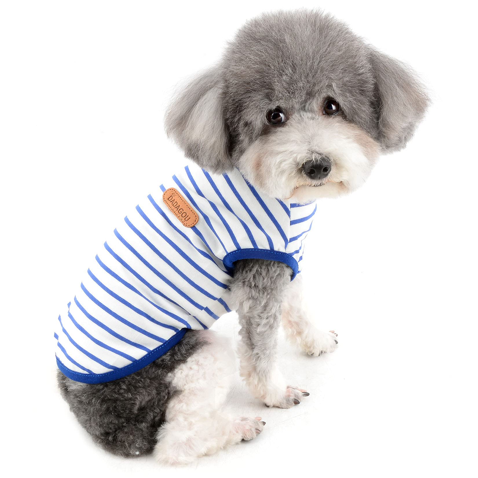 Zunea Dog Shirts for Small Dogs Summer Puppy Pet Clothes T-Shirts Soft Cotton Vest Striped Breathable Sleeveless Tank Top Pet Cats Chihuahua Basic Tee Shirt Apparel for Dogs Girls Boys Blue XXL
