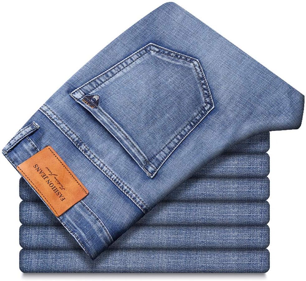 Jeans Pants Denim Men Light Blue Thin Jeans Advanced Stretch Regular