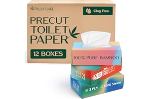 Pre-Cut Bamboo Toilet Paper – 3-Ply, Tissue Boxes – Gentle & Sustainable | No Fragrance, No BPA, No PFAS – Lint-Free | Septic
