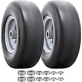 11” Solid Tires, Flat Free 11x4.00-5” Wheels with 3/4” Axle Bore Hole and Double Sealed Bearings Compatible with Hand Truck Wheelbarrow Tire Lawn Mower Tires (Silver, 2PCS) P-099