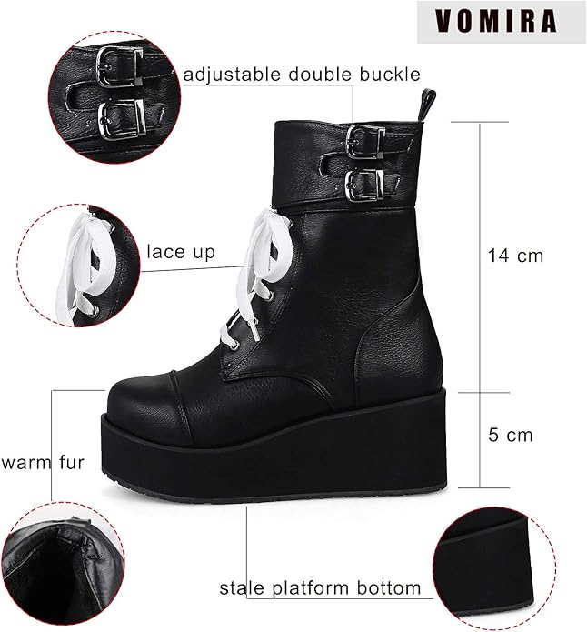 VOMIRA Womens Platform Chunky Combat
