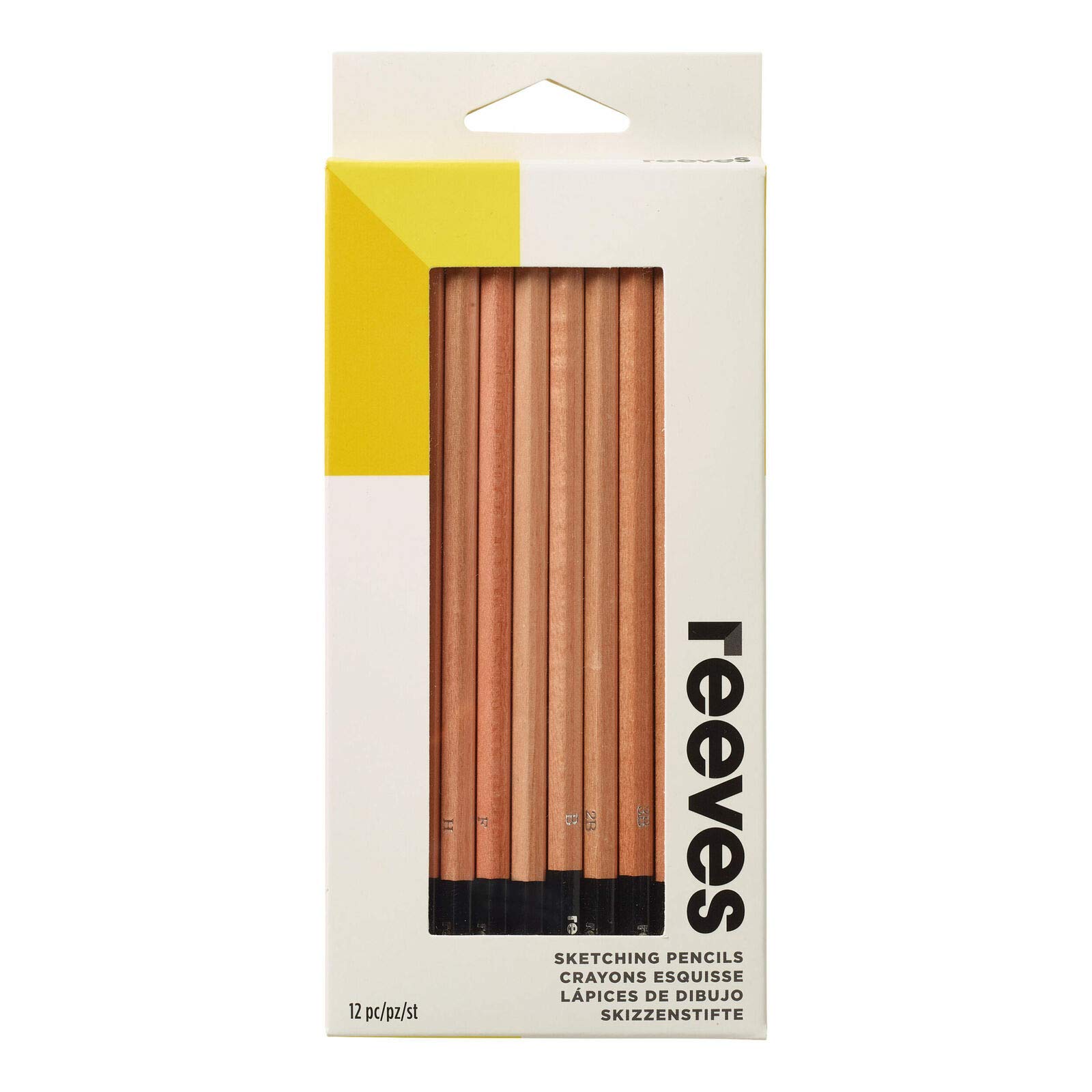 Reeves Sketching Pencils - Full Range Pencil Set for Artists - Art Supplies for Adults & Kids - Versatile for Drawing & Shading - Includes 4H, 3H, 2H, H, F, HB, B, 2B, 3B, 4B, 5B, & 6B - Pack of 12