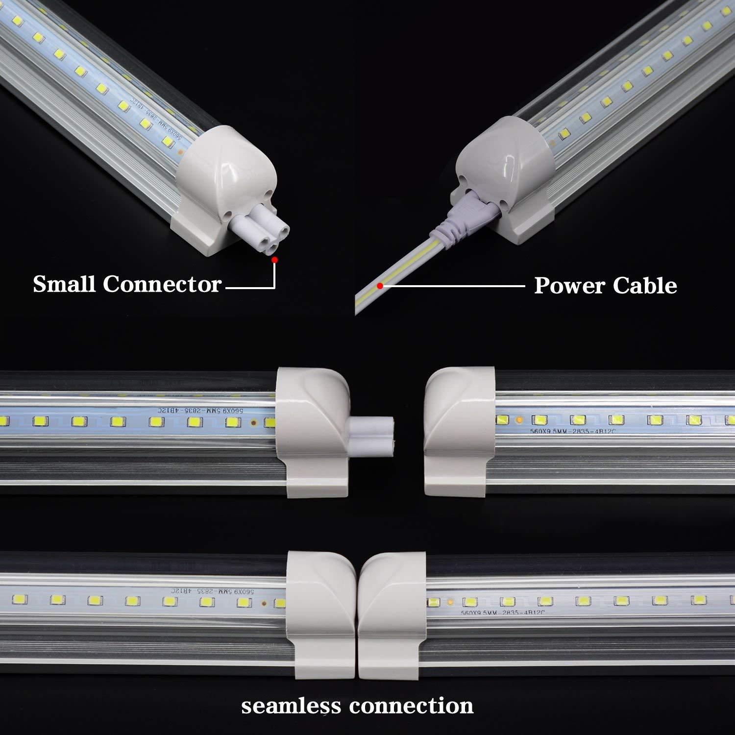 T8 T10 T12 LED Tube Light Fixture, 5FT, 36W, 3600 Lumens, 6000K, V Shape, High Output, Utility Shop Light Bulbs for Garage, Warehouse, Plug and Play, 4-Pack