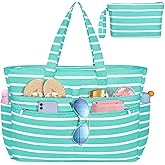 HUANLANG Extra Large Beach Bag Waterproof Beach Totes Bags for Women Men,Pool Bag with Zipper Wet Pocket