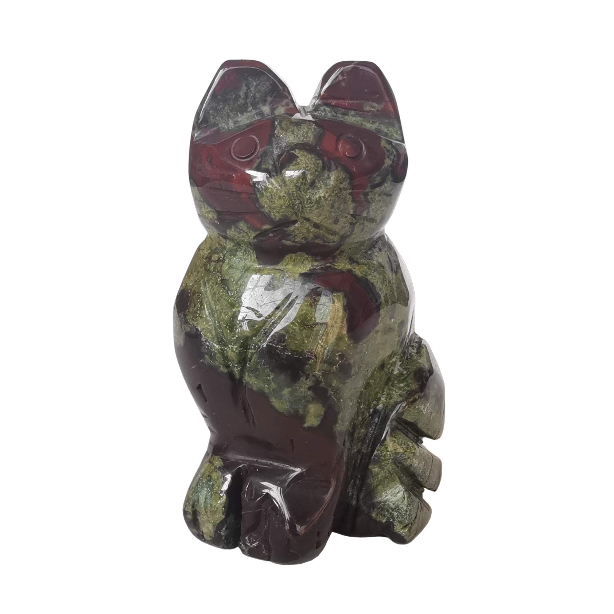 Manekieko Natural Dragon Blood Jasper Crystals and Healing Stones, Pocket Carved Lucky Cat Figurines Collectibles 2 Inches Room Décor