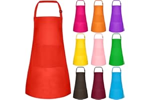 Bouiexye Kids Apron Adjustable Children Apron with 2 Pockets Children Chef Painting Aprons for Cooking