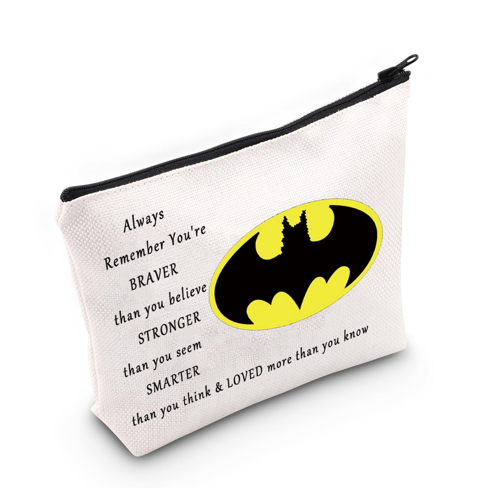 LEVLO Bat Movie Cosmetic Make Up Bag Bat Classic Logo Gift You are Braver Stronger Smarter Than You Think Makeup Zipper Pouch Bag for Women Girls, Bat Bag,