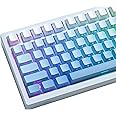 womier PBT keycap Set,Double Shot keycaps 75 Percent,Cherry Profile Keyboard caps,Gradient Blue,Side Printed,Shine Through Key Cap for Mechanical Gaming Keyboards（136key,only keycaps）