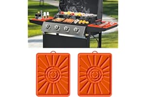 SUPERJACKWANG Grill Mat, Side Shelf Mat for Blackstone, Silicone Grill Pad for Outdoor Grill Kitchen Counter, Food Grade Griddle Mat, BBQ Grill Mats, Baking Mats, Grill Prep Trays, Hot Pads (2 Pack, Orange)