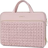 MOSISO Laptop Case 13.3 inch, 13-13.3 inch Laptop Sleeve Compatible with MacBook Air 13 13.6 M4 M3 M2 M1/Pro 13/14, HP Dell Lenovo ASUS, Wheat Ear Quilted Carrying Bag Cover with Handle&Pocket, Pink