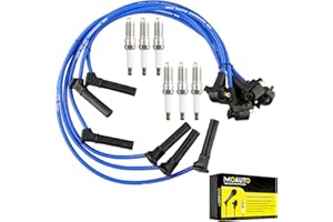 MOAUTO Set of 6 PCS Iridium Spark Plugs with Wire Set 52015 RC-FDZ080 Compatible with Ford Ranger Mustang - V6 4.0L