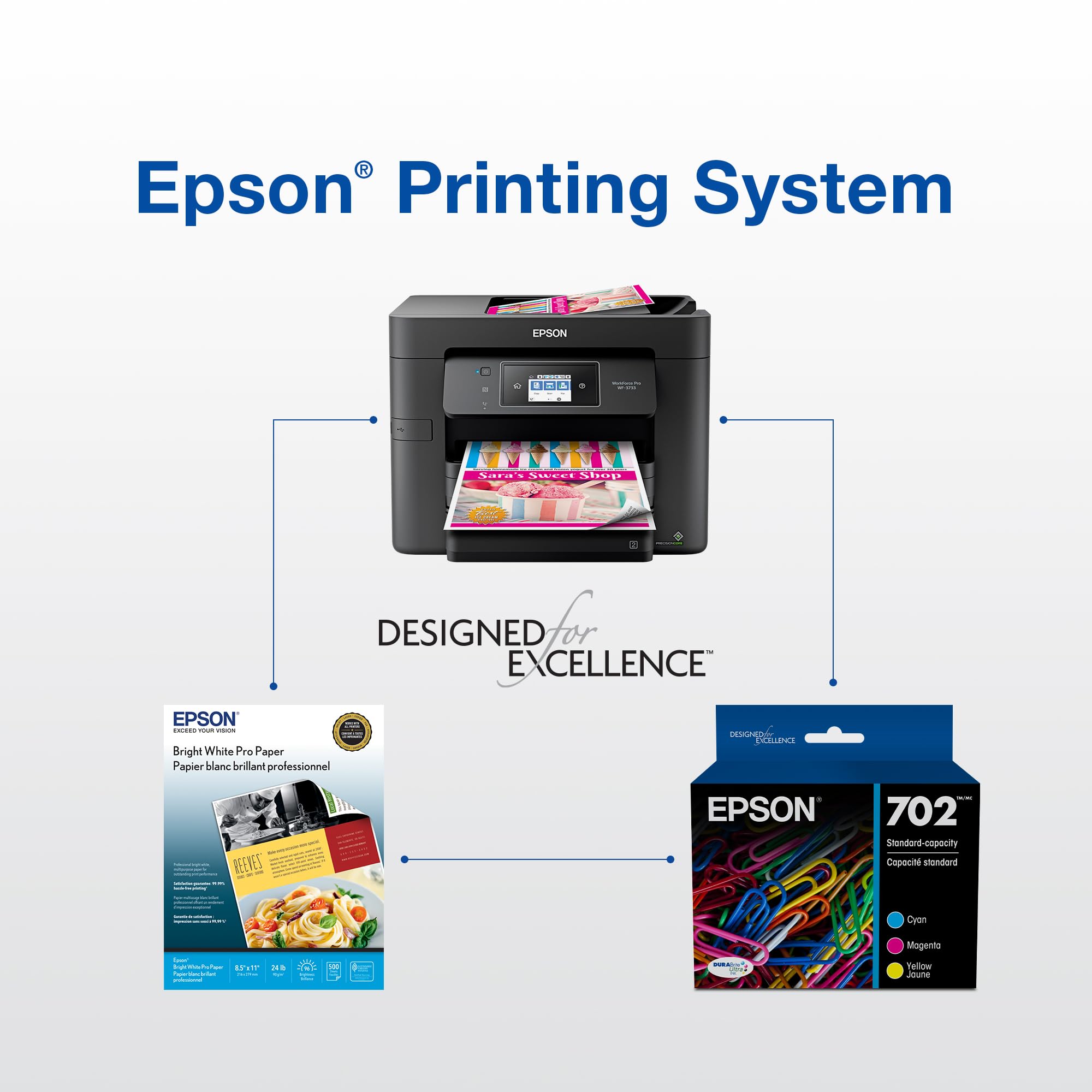 EPSON 702 DURABrite Ultra Ink Standard Capacity Black Cartridge (T702120-S) Works with WorkForce Pro WF-3720, WF-3730, WF-3733