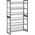 SONGMICS 6-Tier Shoe Rack Storage, Metal Shoe Organizer Stand for Garage, Entryway, Set of 2 3-Tier Stackable Shoe Rack Shelf, with Adjustable Flat or Angled Shelves, Holds 18-24 Pairs, Grey