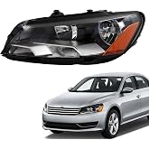 munirater Headlight Assembly Replacement for Pa-ssat 2012 2013 2014 2015 Left Headlamp Halogen Driver Side 561941005D