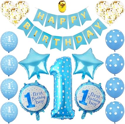 Amazon Com Jotom 1st Birthday Boys Decorations Set Blue First