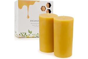 ENCANLIGHT Beeswax Pillar Candles, Natural Bees Wax Candles 3x6 Inch, 2 Pack Pure Beeswax Candles with Cotton Wick and Natural Scent, 90-100 Hours Long Burn Time for Home Decor, Party