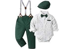 Boarnseorl Baby Boys Pants Sets,Infant Shirt+Pants+Bow Tie+Vest+Suspenders+Boutonniere,Toddler Little Kids Outfits