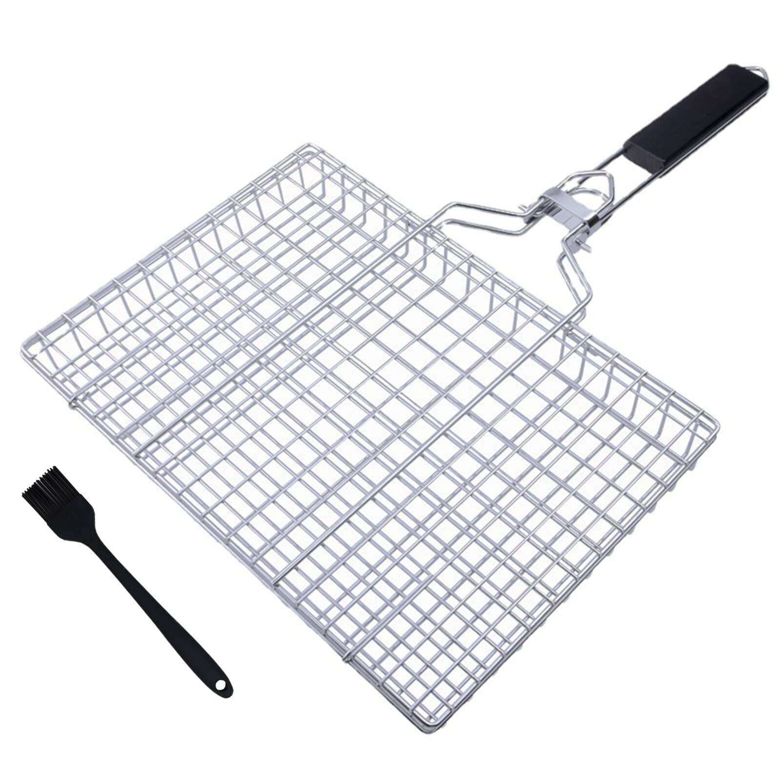 NCONCO Grill Basket for BBQ, Grill Basket, Fish Roaster with Handle, Fish Grill Basket, Stainless Steel Accessory Baskets for Grilling with Removable Belt, Adjustable Space, Barbecue Accessories