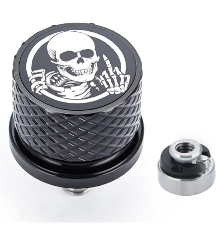 GUAIMI Harley Seat Bolt Screw Kit – 1/4-20 Thread, Skull & Middle Finger Design, Black – Fits Sportster, Touring, Softail 1996-2023