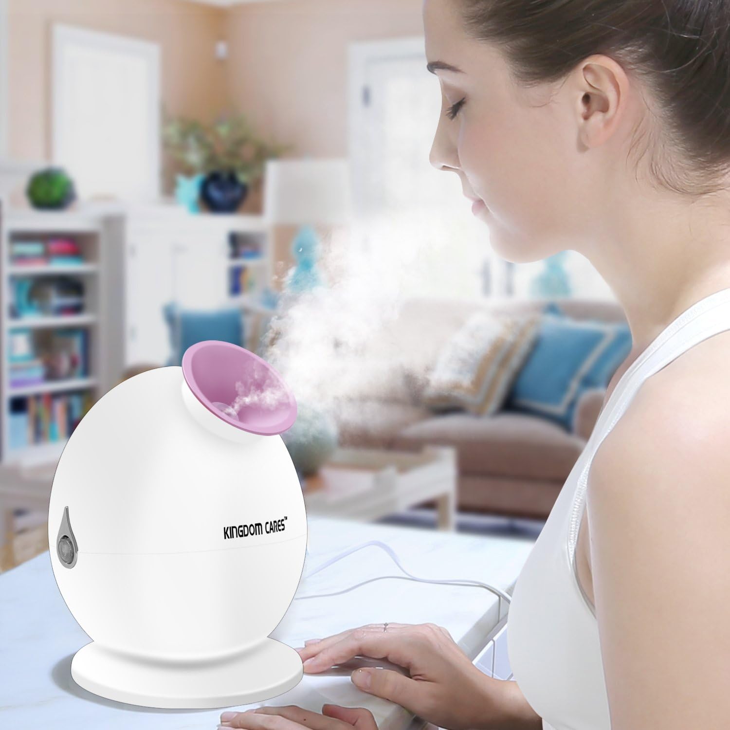 KINGDOMCARES Hot Mist Facial Steamer Warm Nano Ionic Moisturizing Face Humidifier Personal Home Sauna SPA Unclogs Pores Blackheads Acne Comedone Removal Facial Hydration System Nano Sprayer Pink