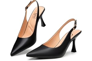Trary Slingback Heels for Women - Pointed Toe Pumps, Comfortable & Stylish for Parties & Work - 3.2inch High Heels, Rhinestone & Glitter Dressy Shoes