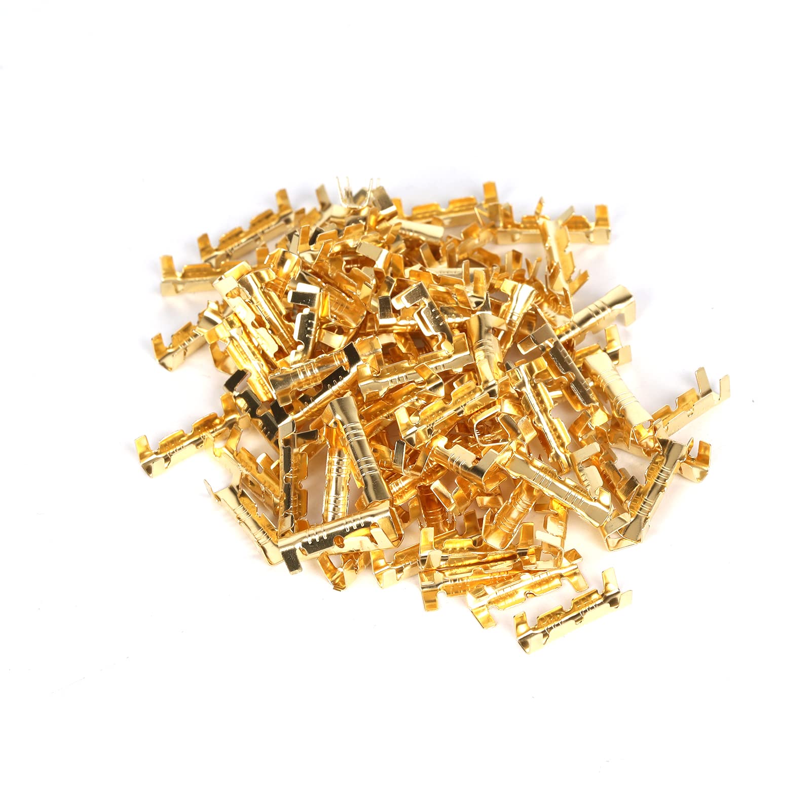 Ruimou 100Pcs Gold U-shaped Brass Terminal Connector Ring Snap Connection for Wire Cable, Car, Office, Motorcycle,Family,Laboratory