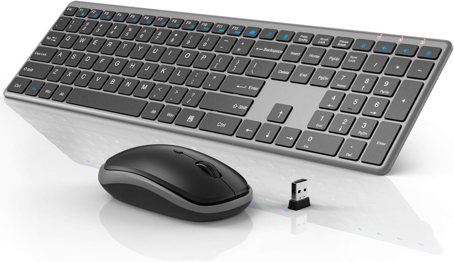 Wireless Keyboard and Mouse Combo, WisFox 2.4G Full-Size Slim Thin Wireless Keyboard Mouse for Windows, Computer, Desktop, PC, Laptop Mac: Computers & Accessories